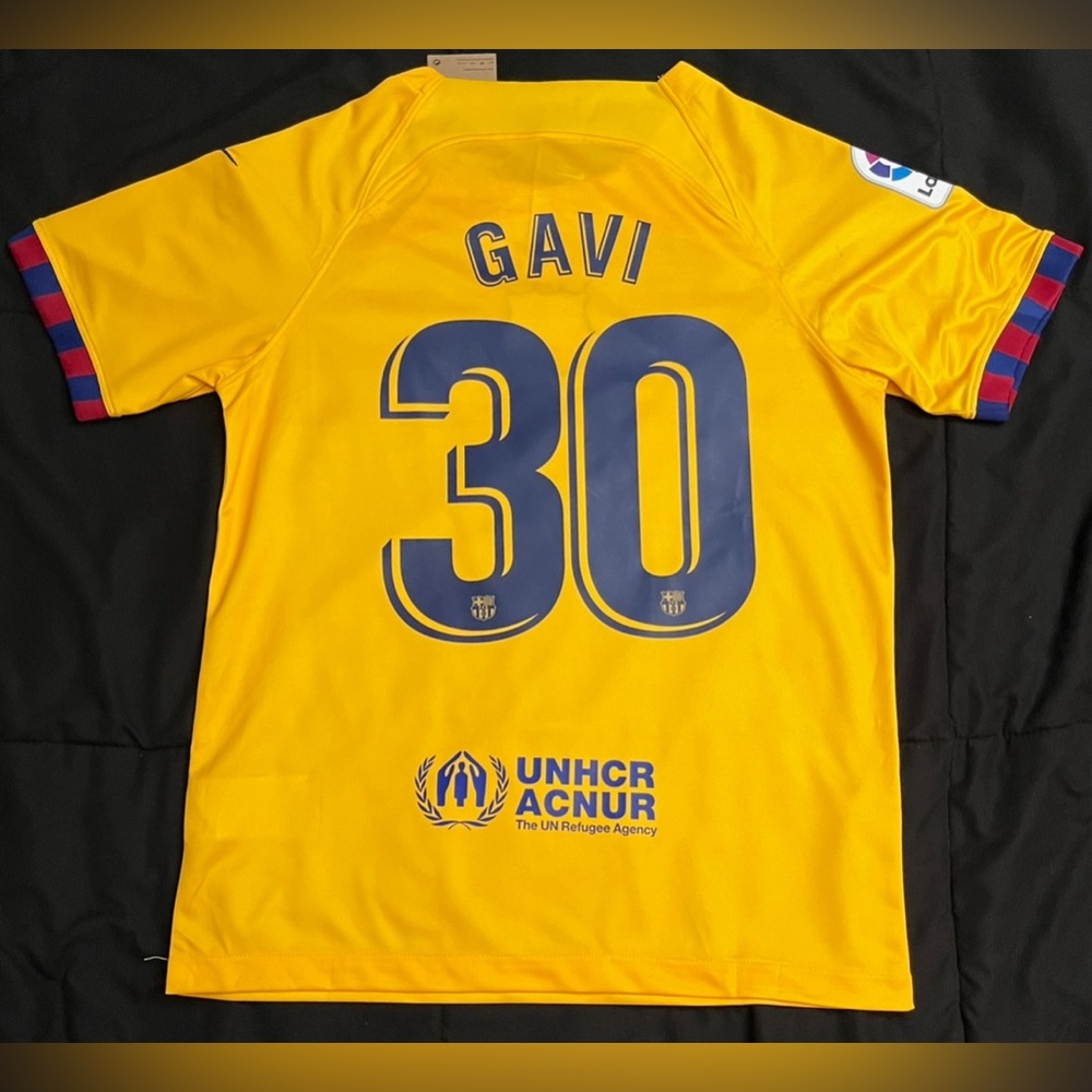 Gavi #30 Small Barcelona Fourth Jersey 2022 Yellow